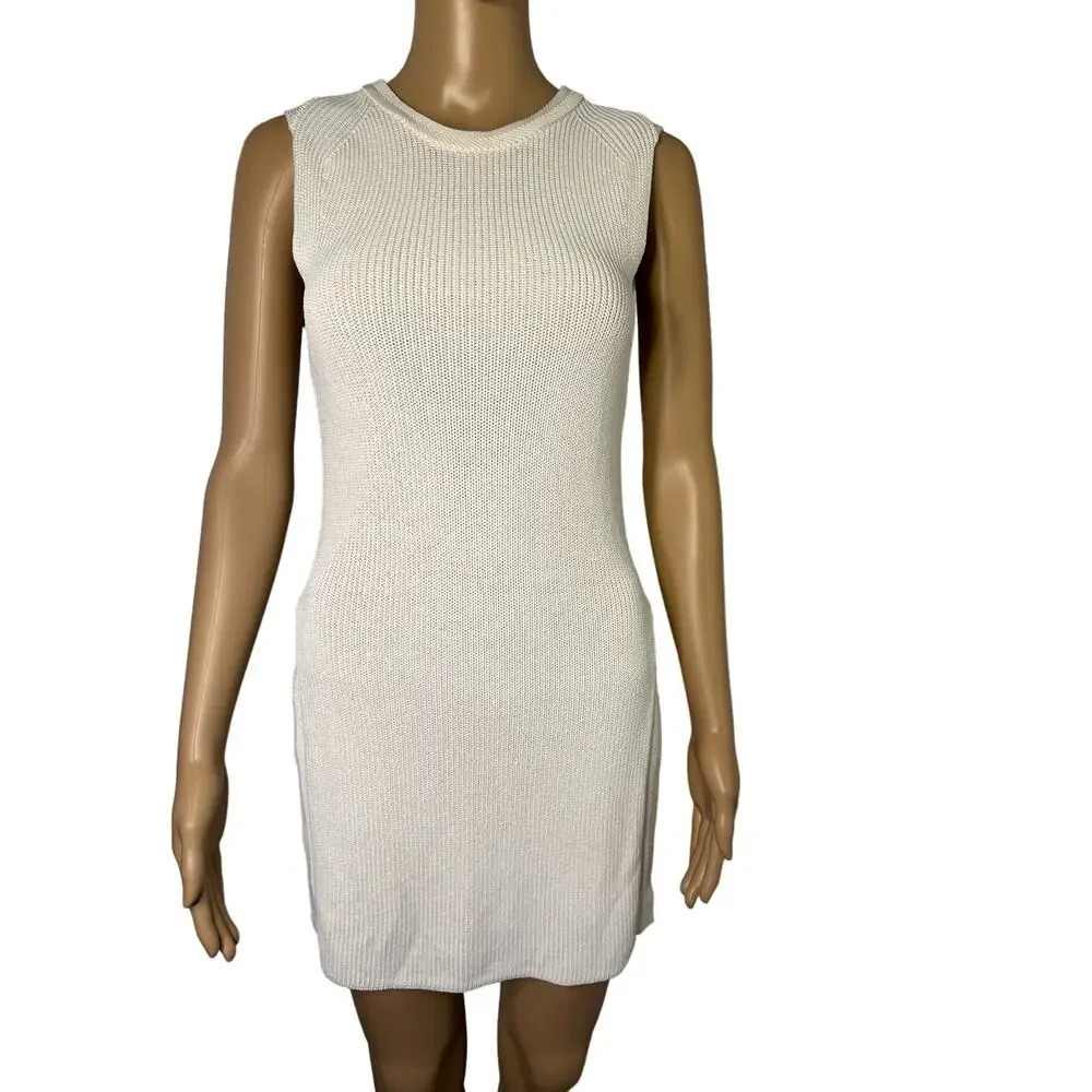 Wilfred, XS, cream‎ knit sweater tank embroidered dramatic side vents